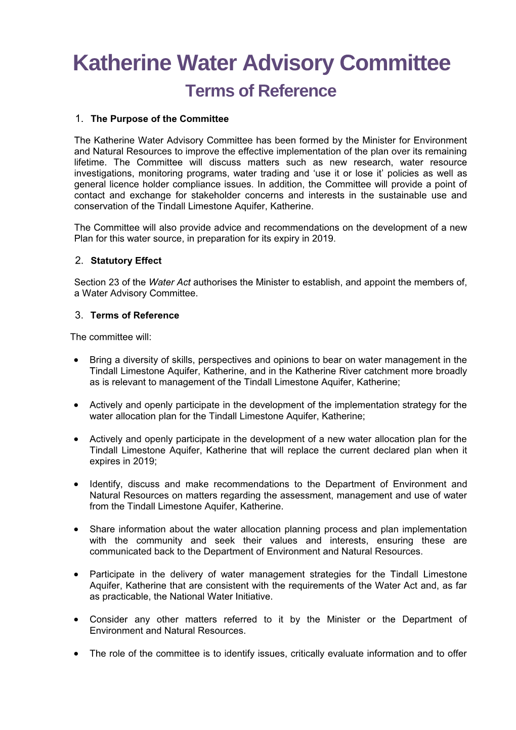DRAFT PROPOSAL TERMS of REFERENCE UPDATE JUNE 2003