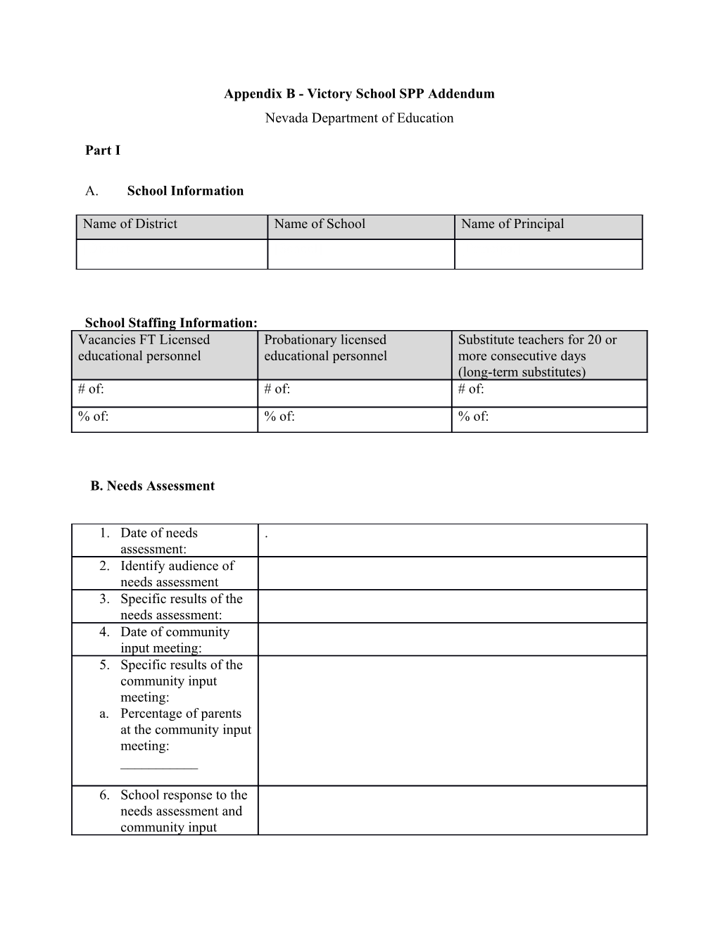 Appendix B - Victory School SPP Addendum