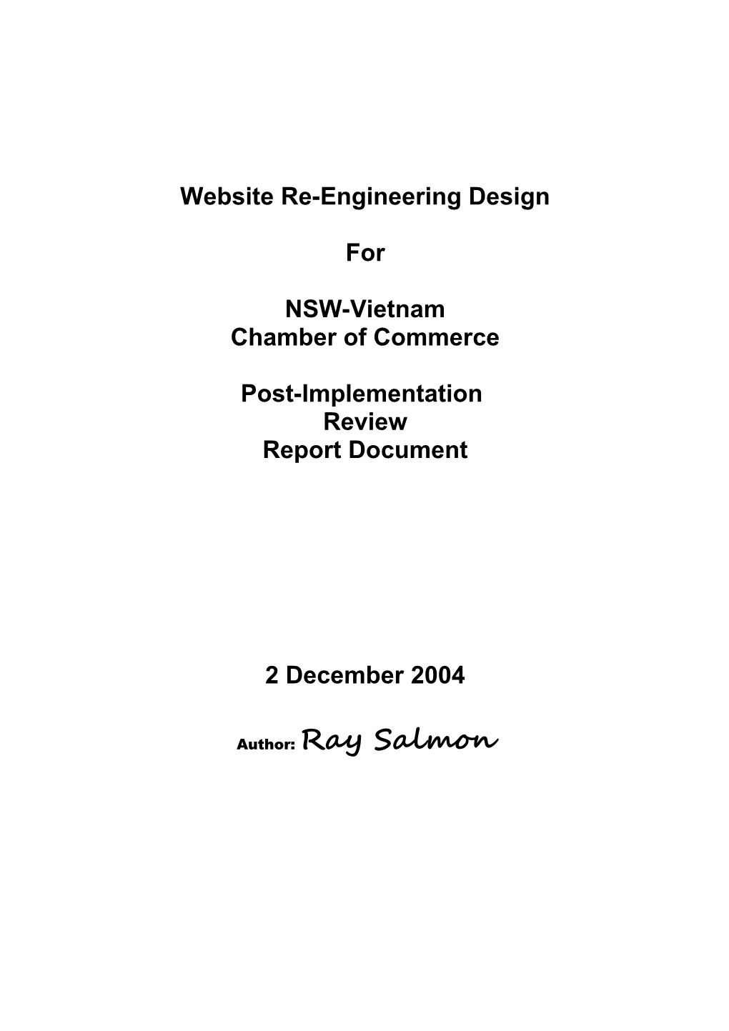 Website Re-Engineering Design
