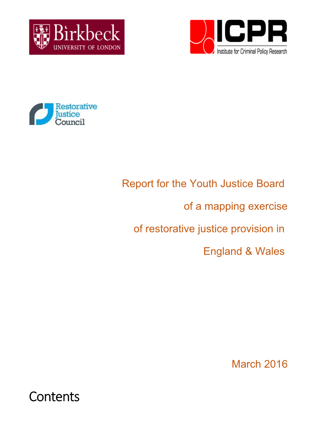 Report for the Youth Justice Board