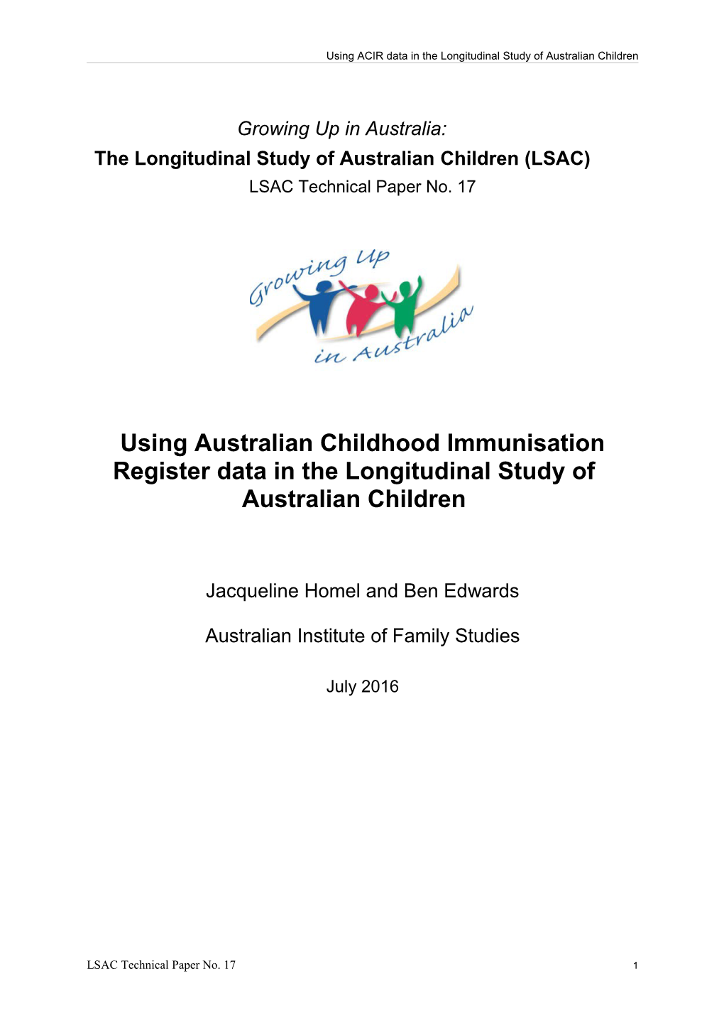 Using Australian Childhood Immunisation Register Data in the Longitudinal Study of Australian