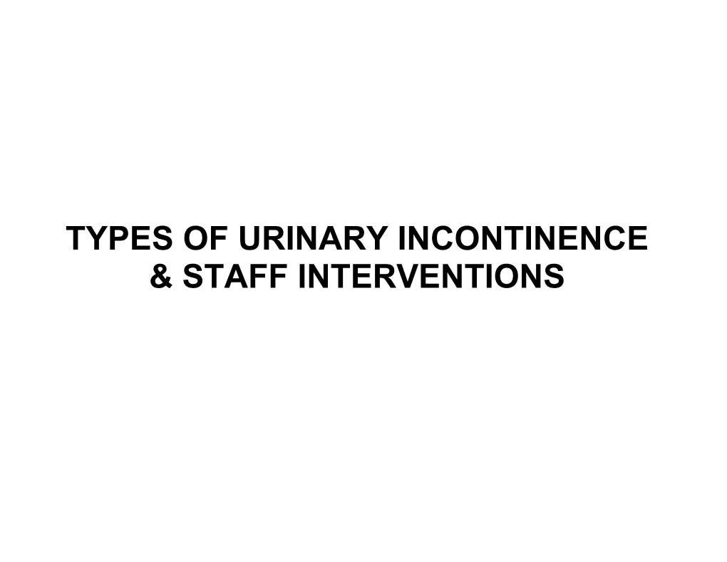 The Various Types of Urinary Incontinence