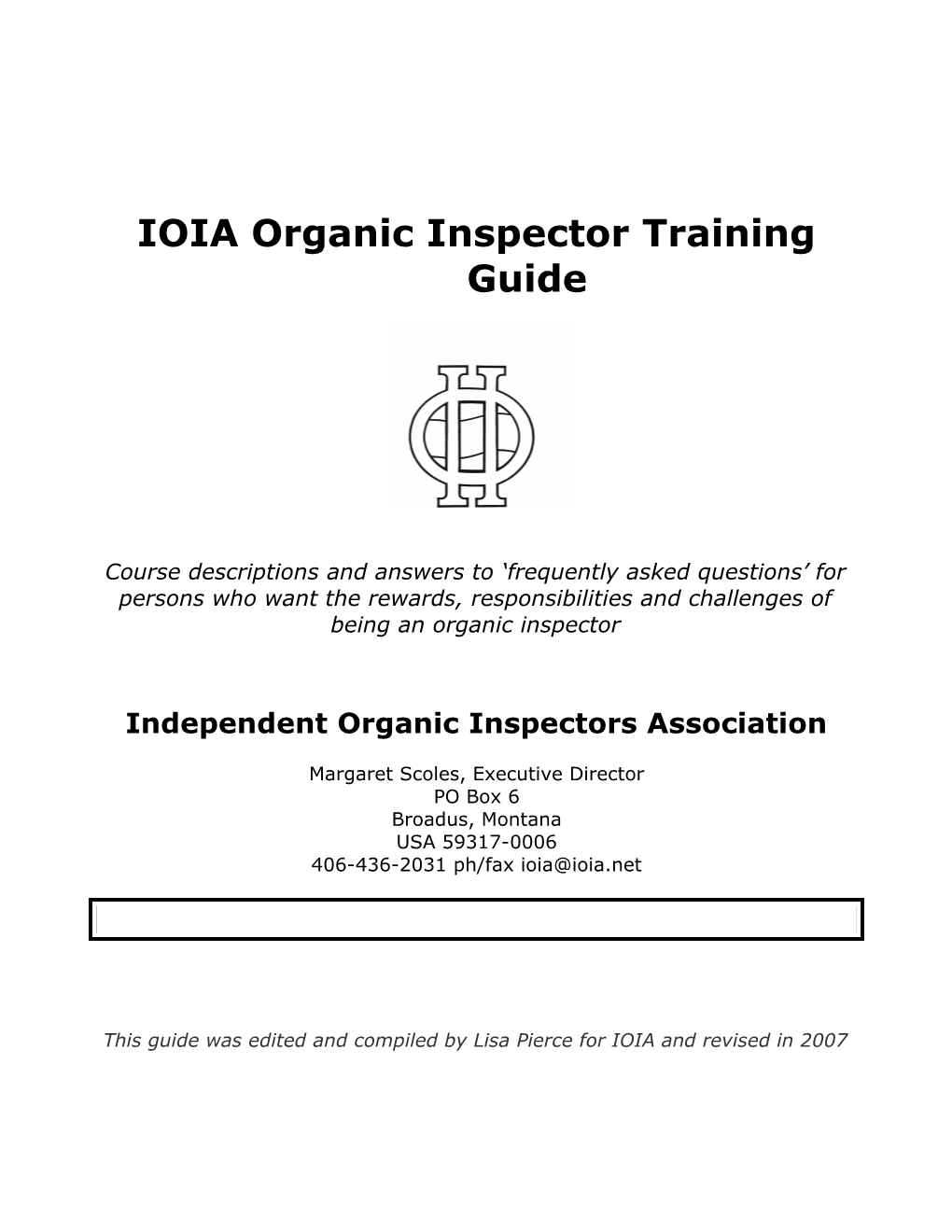 IOIA Organic Inspector Training Outcomes