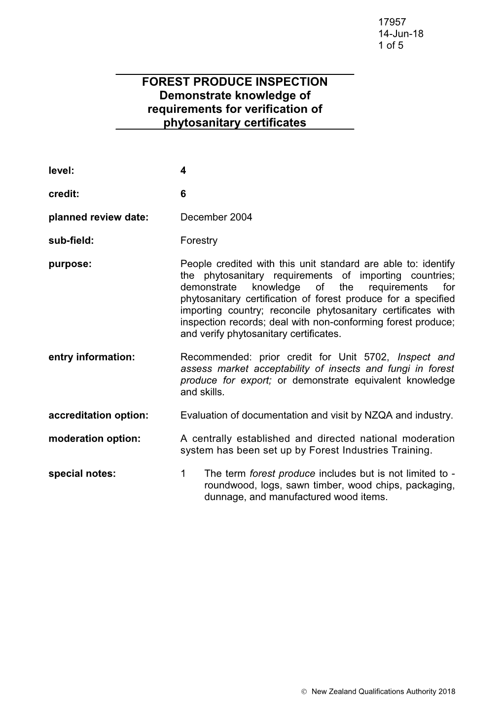 Planned Review Date: December 2004