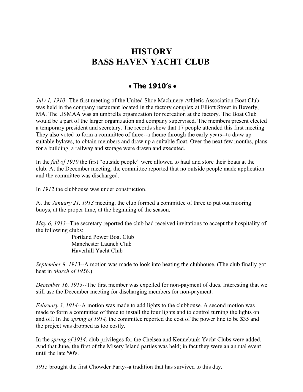 Bass Haven Yacht Club