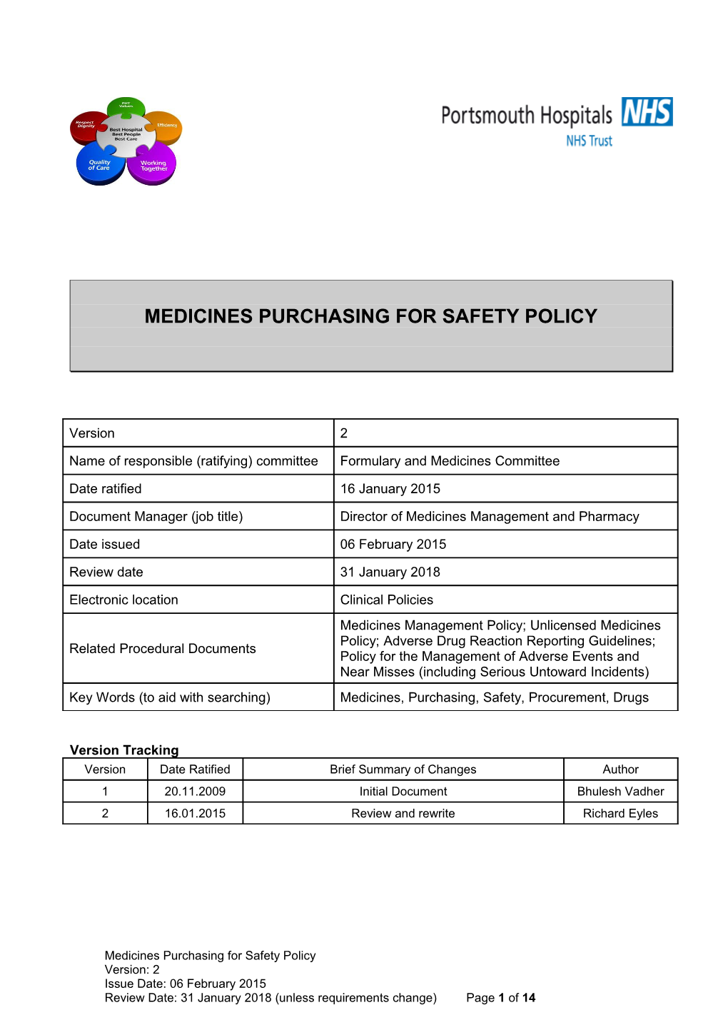 Medicines Purchasing for Safety Policy