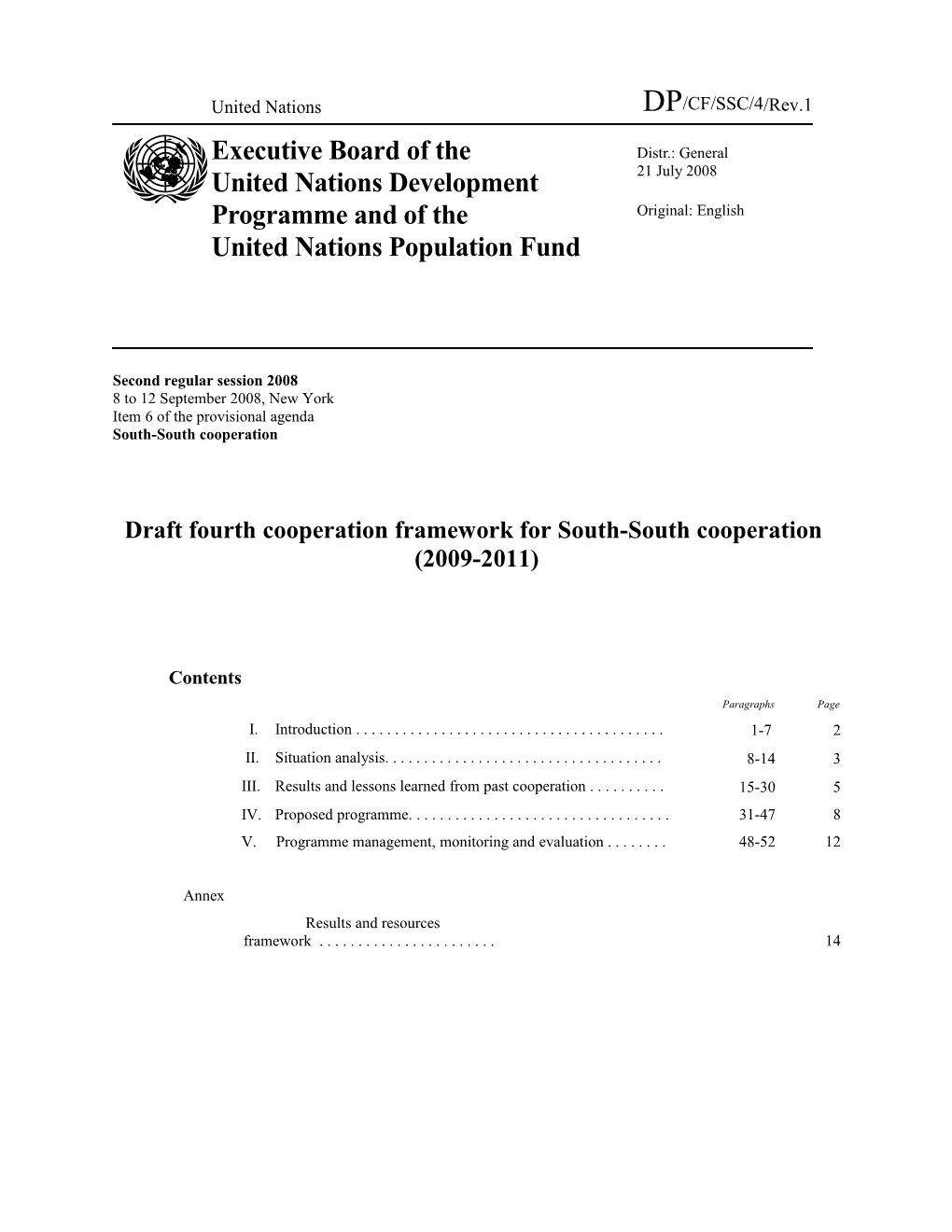 Results and Resources Framework for the Regional Programme for Africa (2008-2011) s1