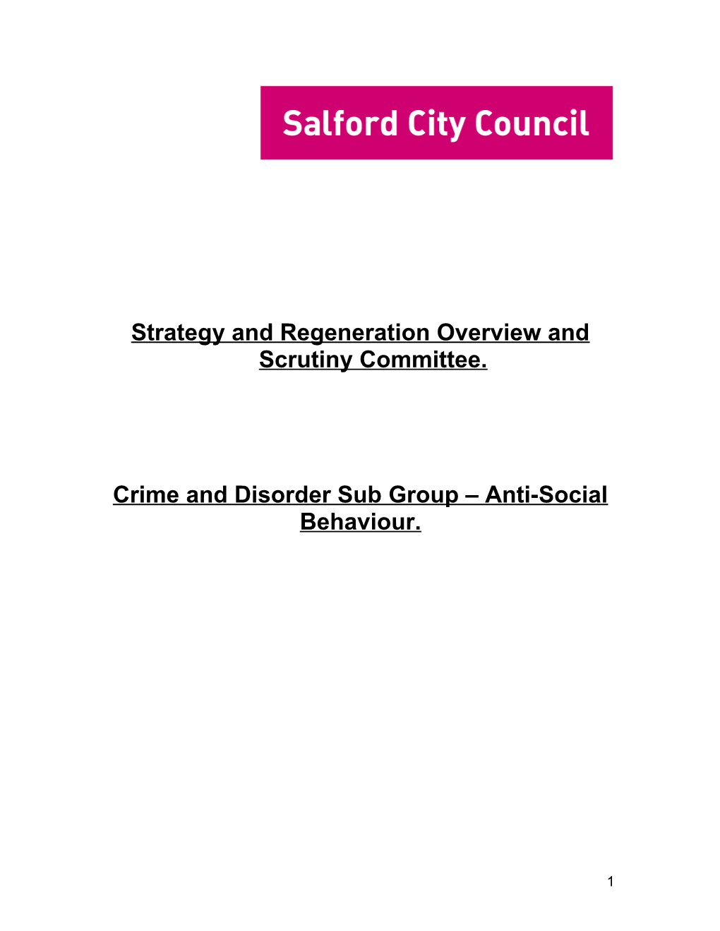 Strategy and Regeneration Overview and Scrutiny Committee