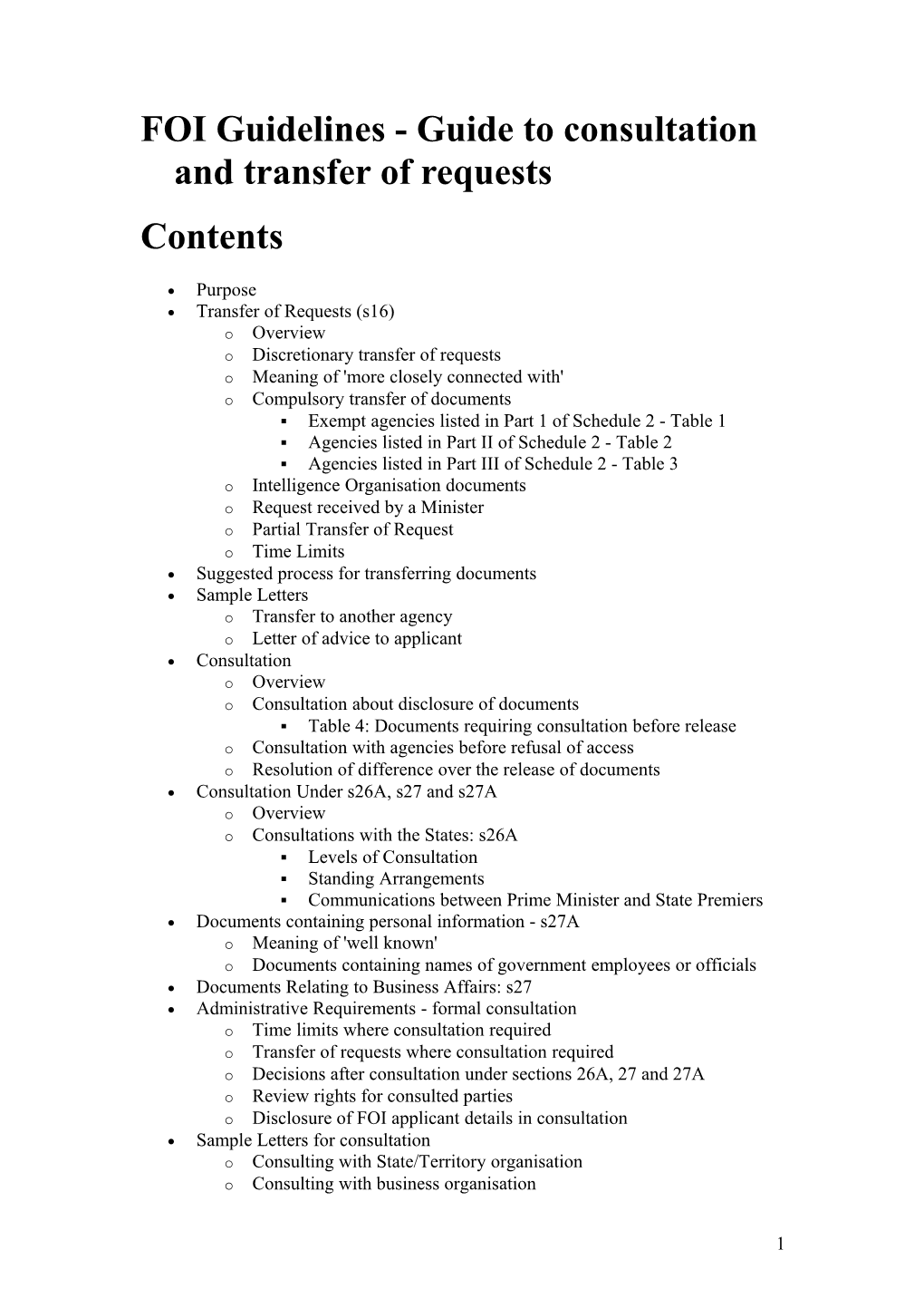 FOI Guidelines - Guide to Consultation and Transfer of Requests