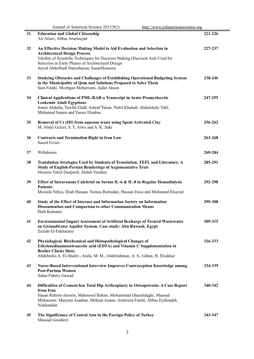 Journal of American Science 2013;9(2)