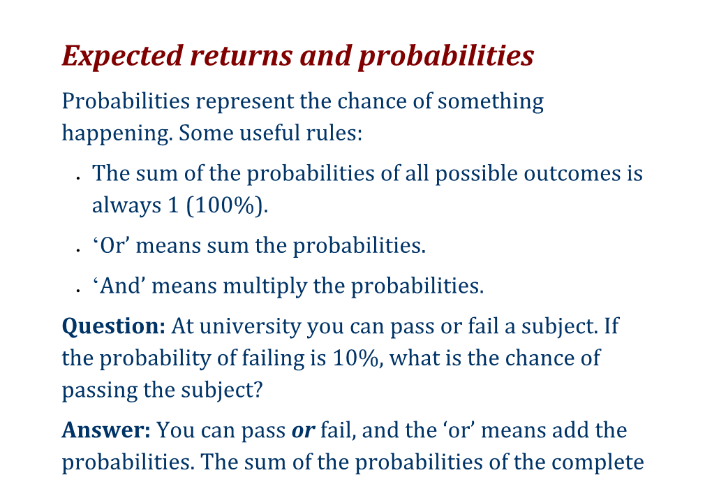 Expected Returns and Probabilities