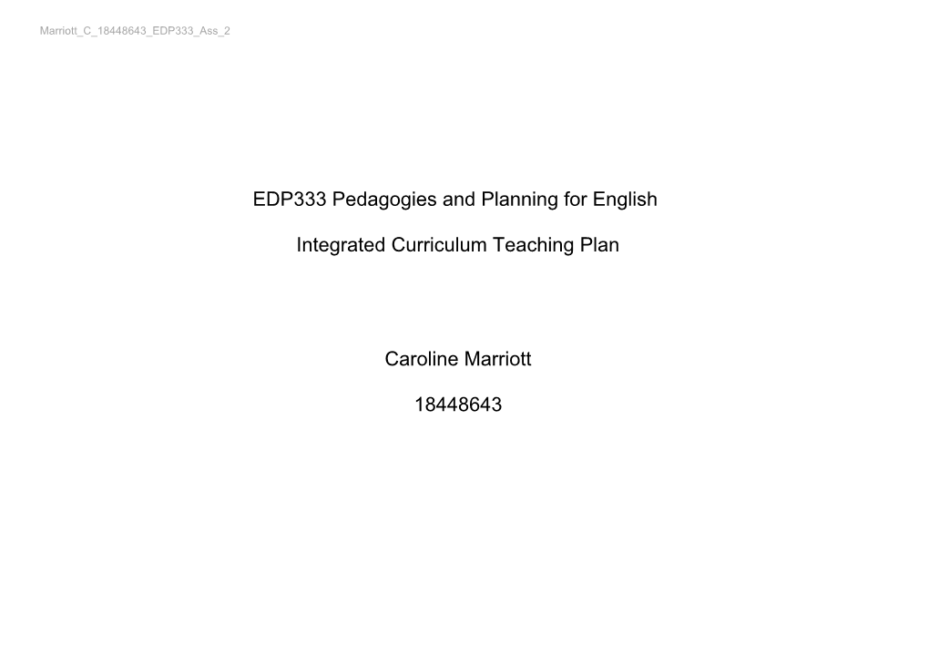 EDP333 Pedagogies and Planning for English