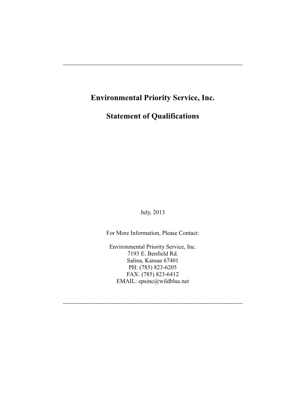 Environmental Priority Service, Inc