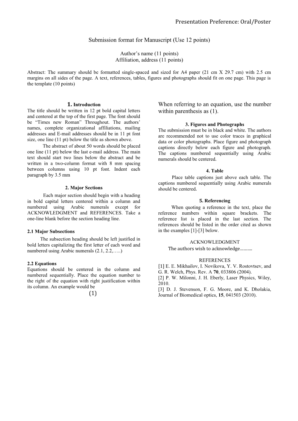 Presentation Preference: Oral/Poster