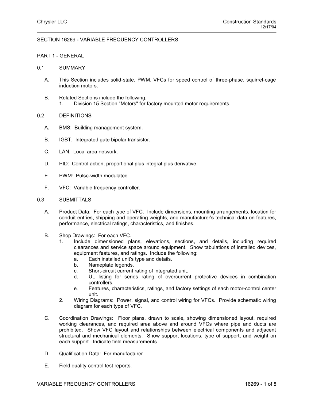 Chrysler LLC Construction Standards s7