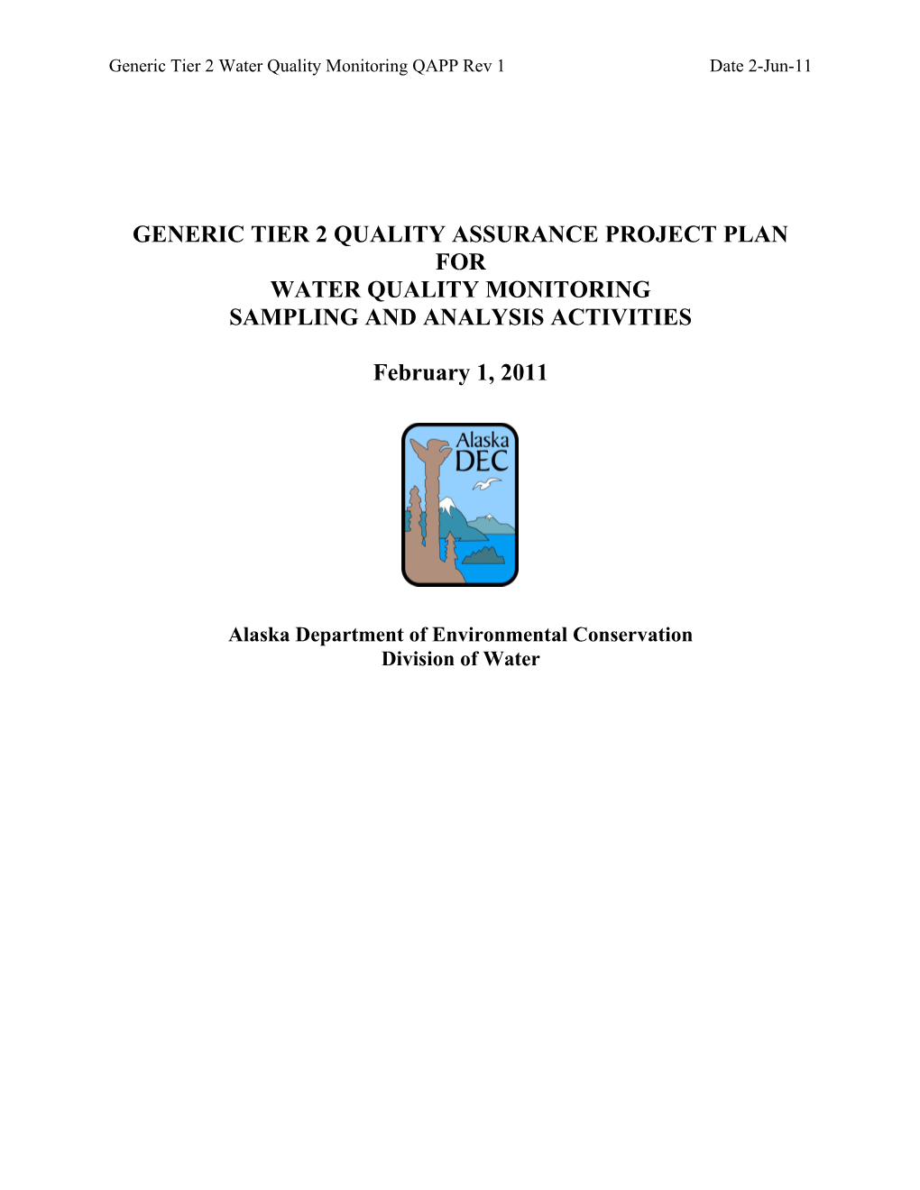 Generic Quality Assurance Project Plan (QAPP)