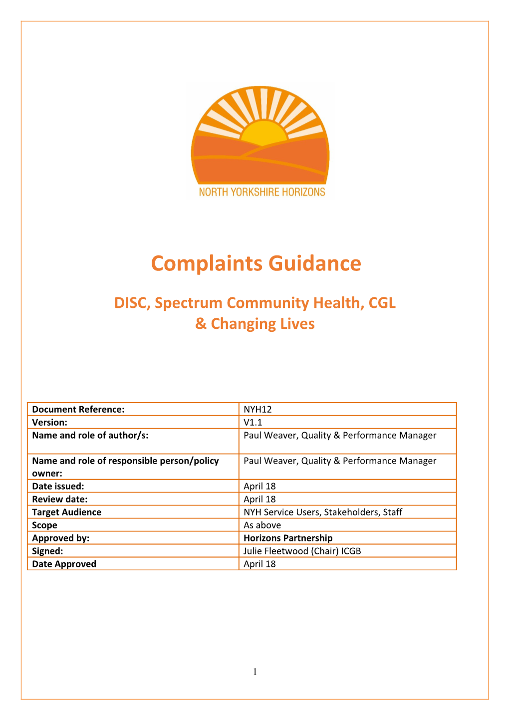 Complaints Policy - DRAFT