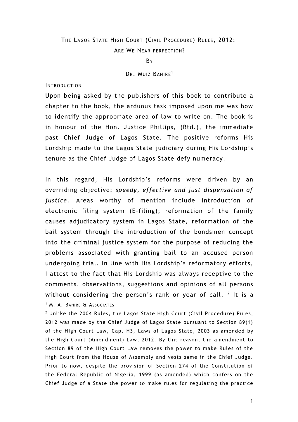 The Lagos State High Court (Civil Procedure) Rules, 2012