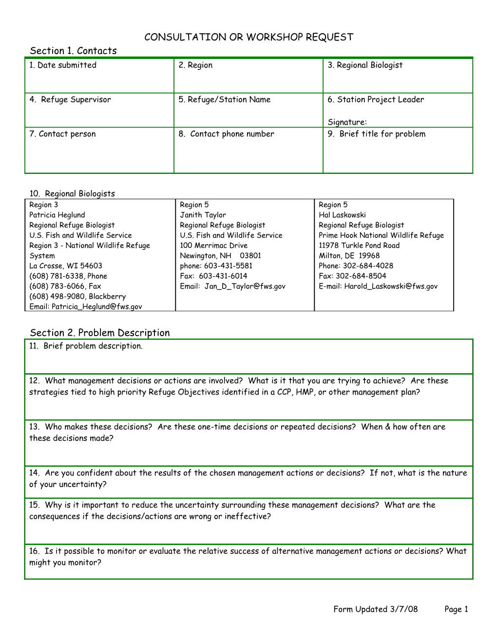 Consultation Or Workshop Request