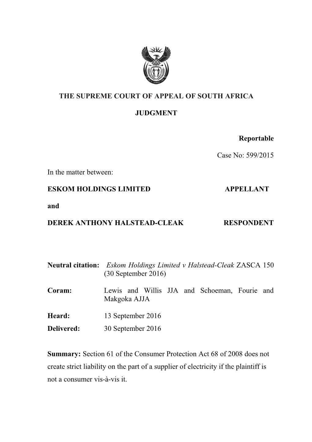 The Supreme Court of Appeal of South Africa s10