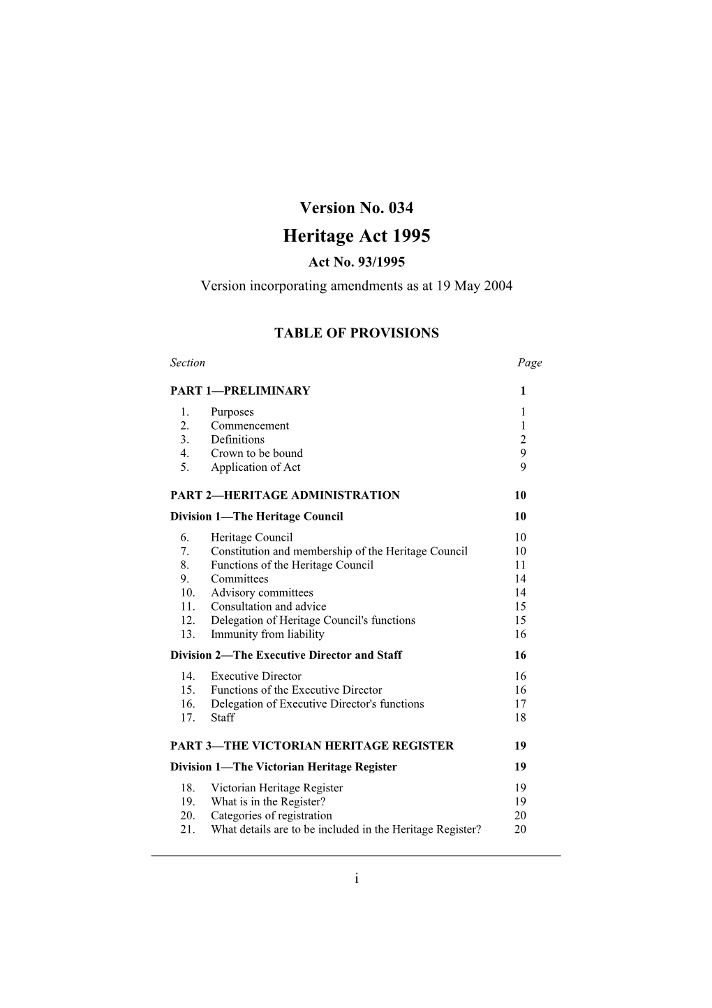 Version Incorporating Amendments As at 19 May 2004