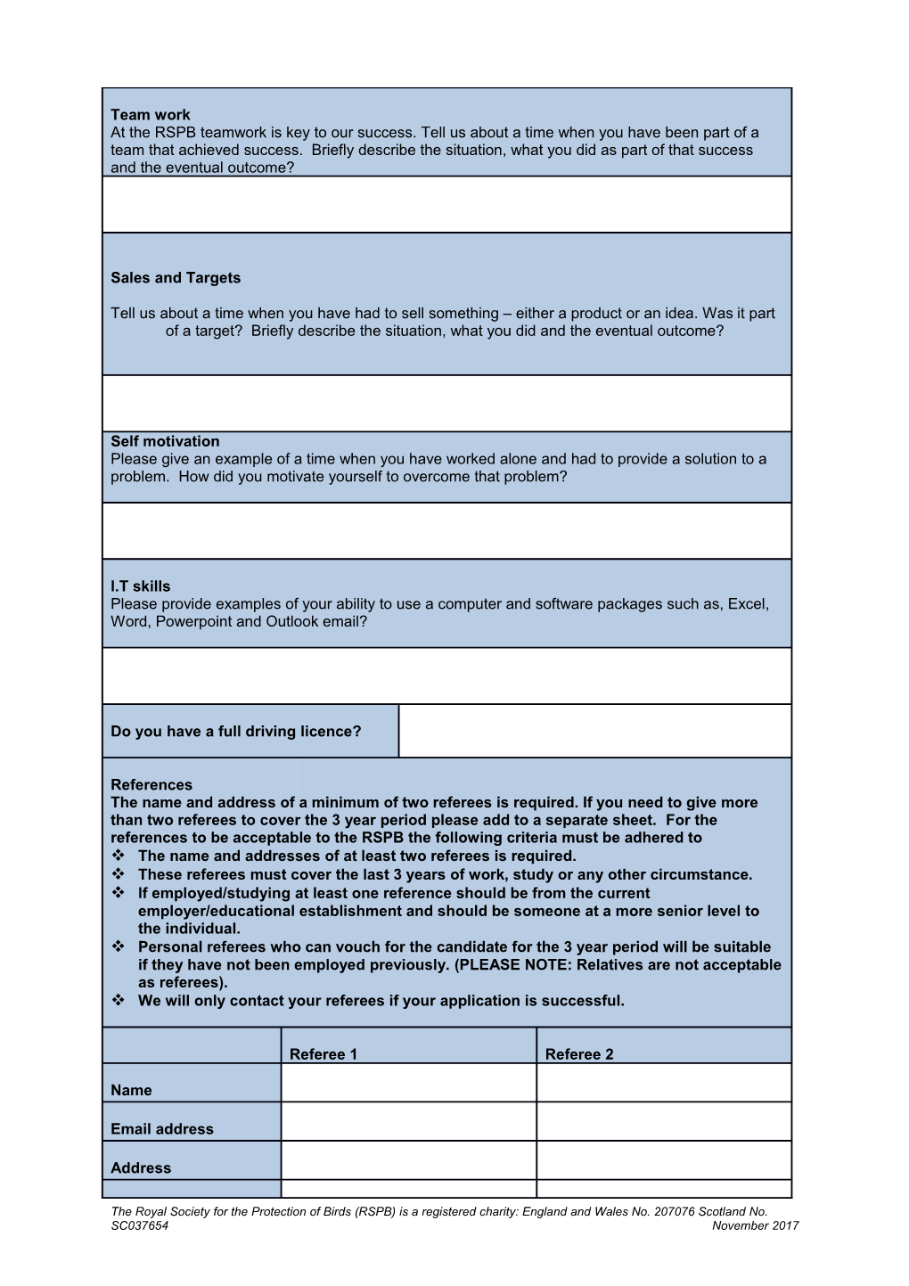 Membership Development Officer Application for Employment