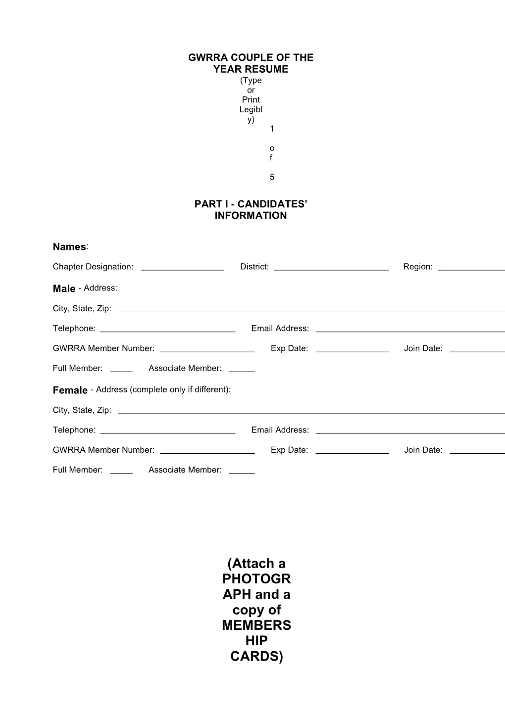 Overseas Couple of the Year Resume