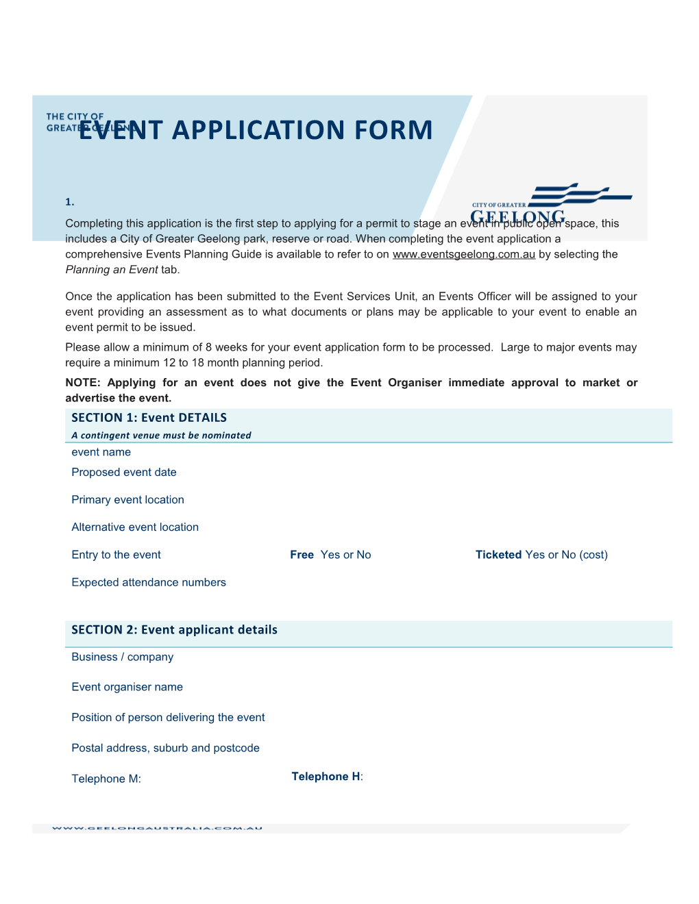 Event Application Form