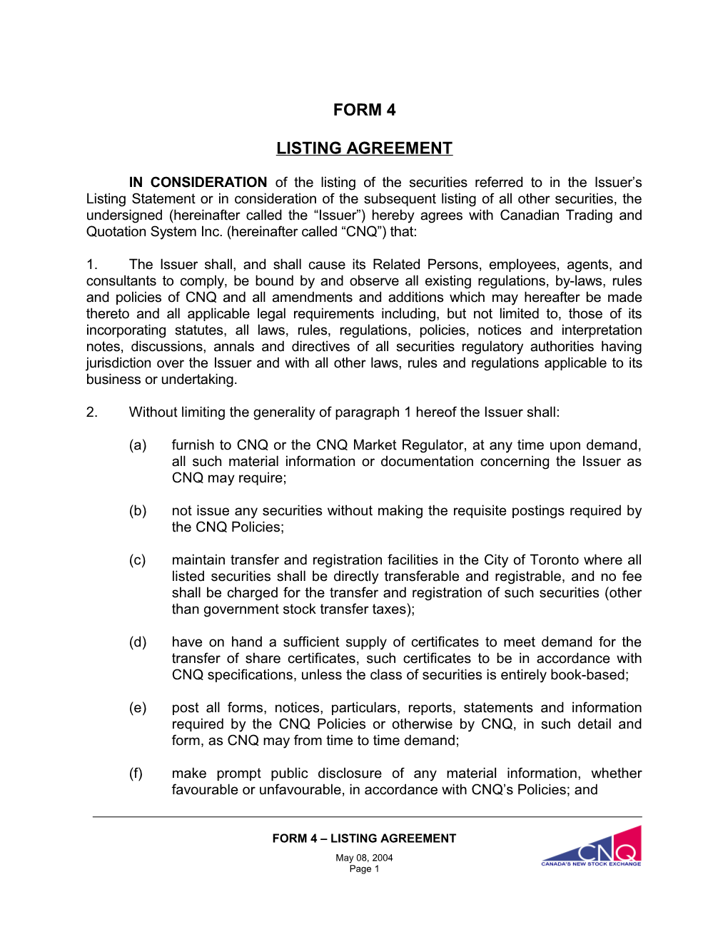 Listing Agreement