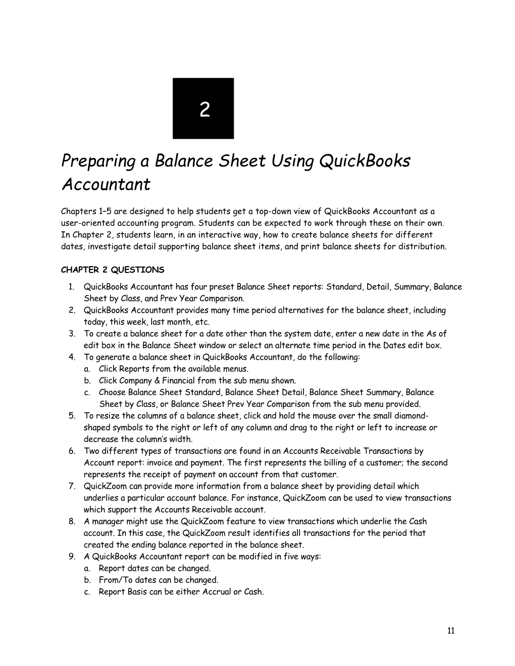 Preparing a Balance Sheet Using Quickbooks Accountant