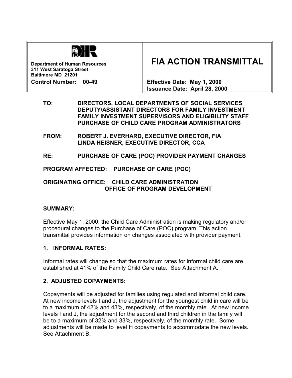 Fia Proposed Action Transmittal