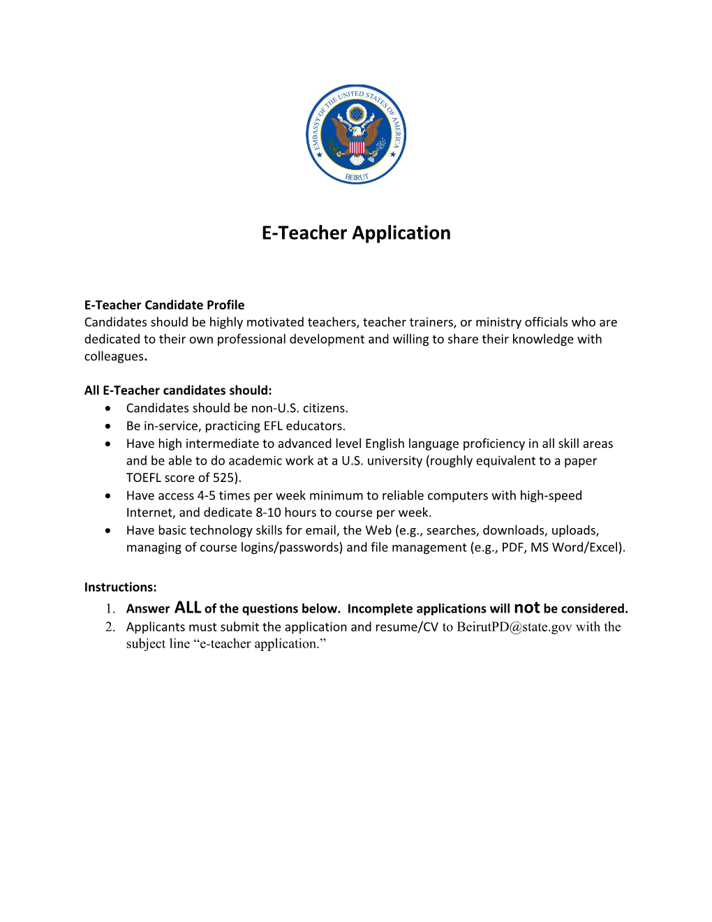 E-Teacher Application