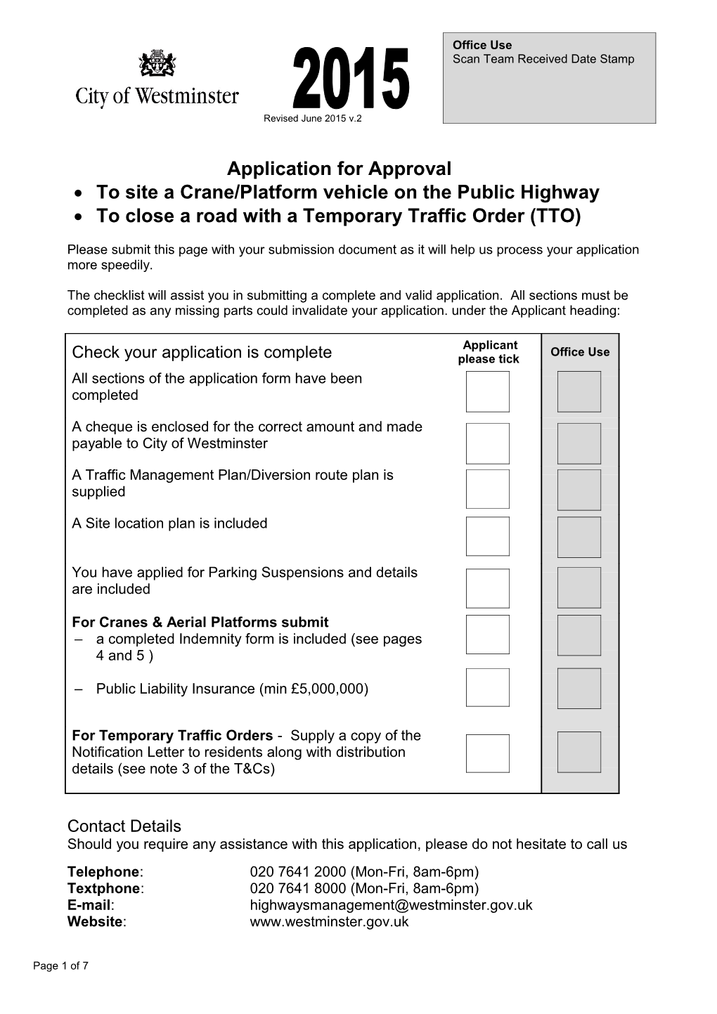 Parking Suspensions Application Form