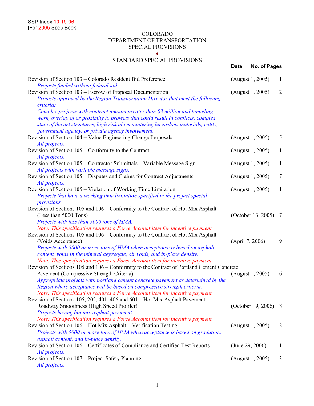 For 1999 Spec Book SSP Index As of 10-05-01 s2