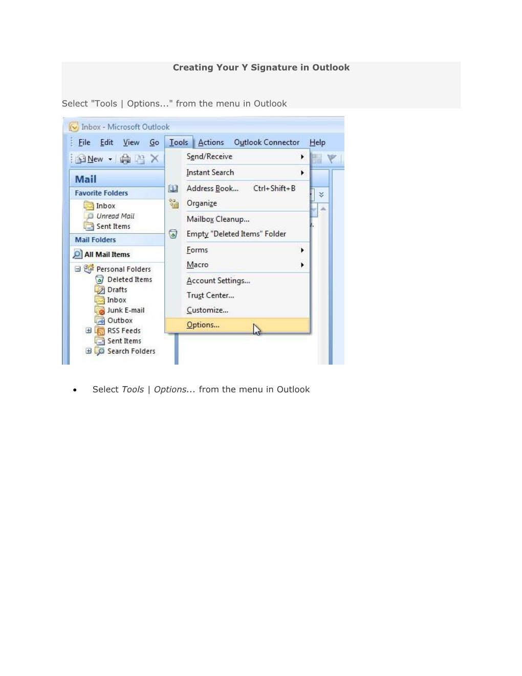 Creating Your Y Signature in Outlook