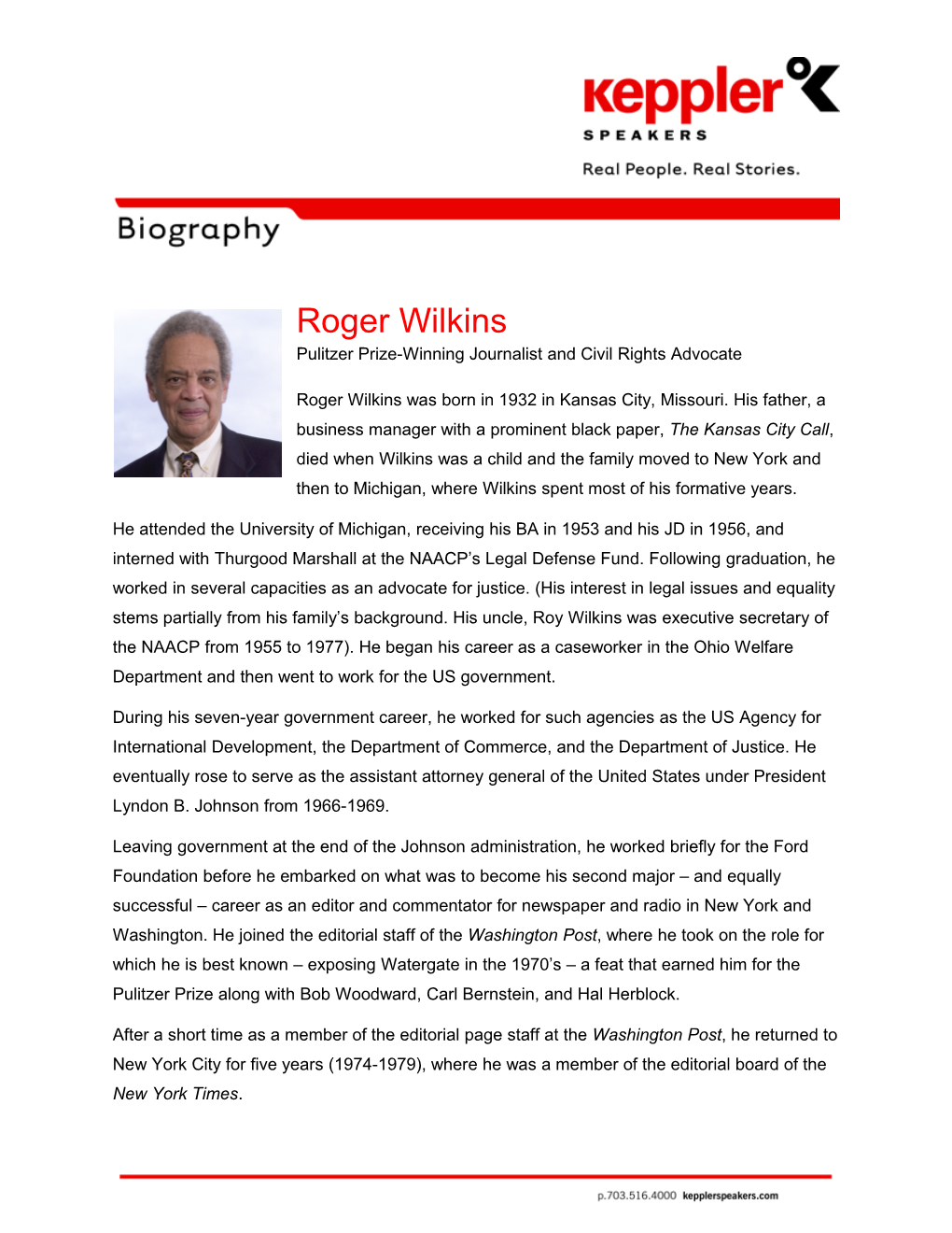Roger Wilkins Pulitzer Prize-Winning Journalist and Civil Rights Advocate
