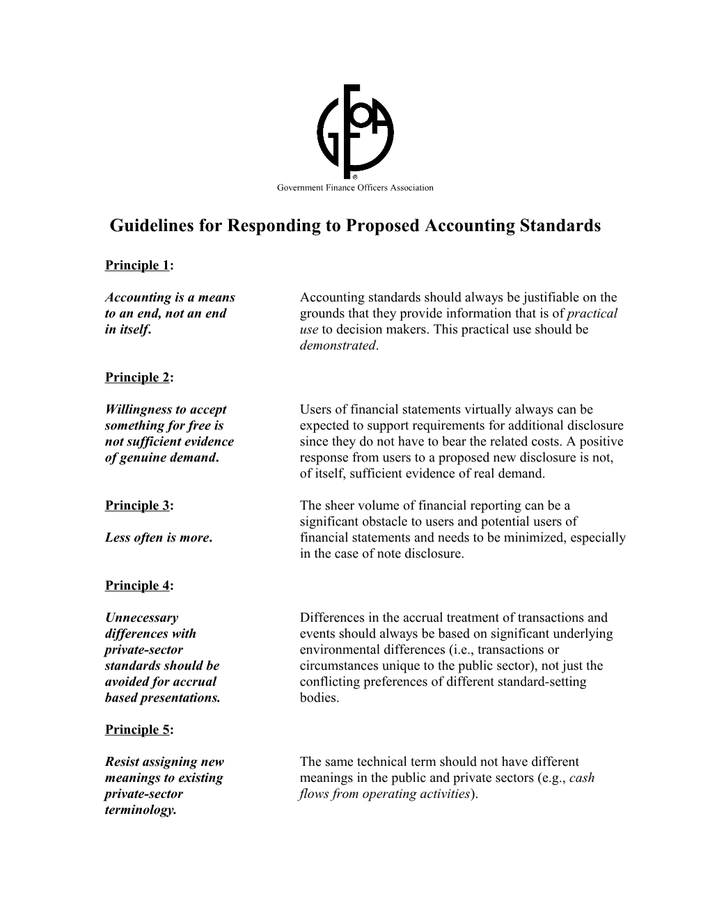Guidelines for Responding to Proposed Accounting Standards