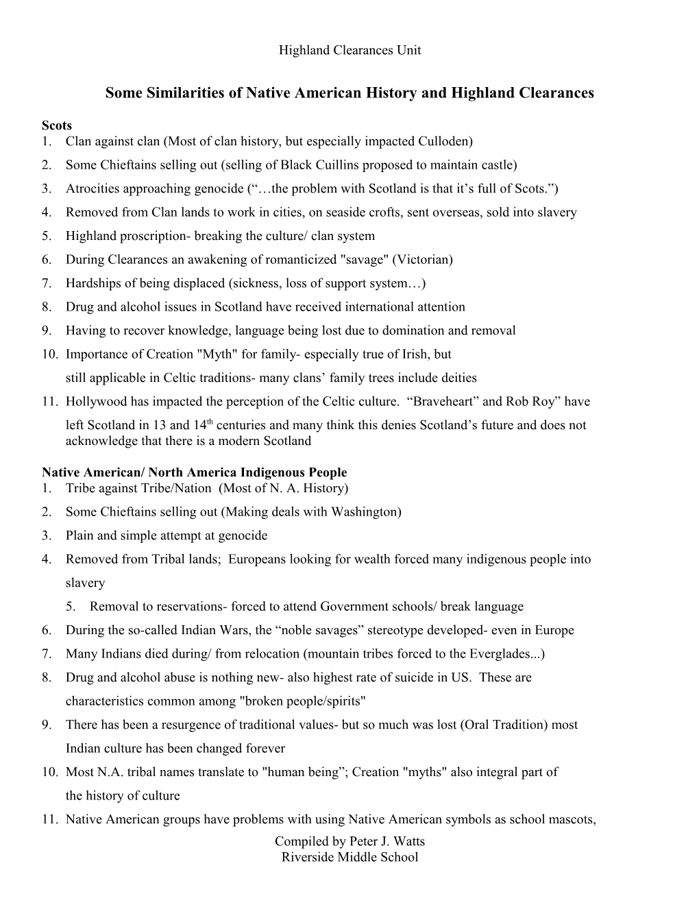 Comparing Native American And Highland Clearances