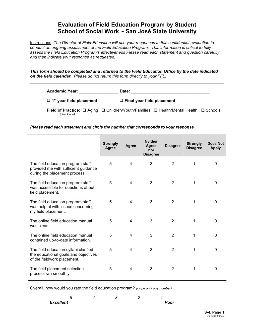 Faculty Field Liaison Evaluation by Student