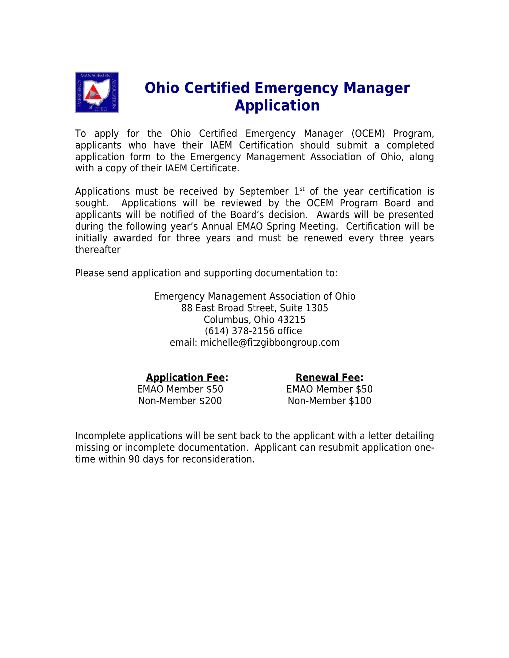 Ohio Certified Emergency Manager