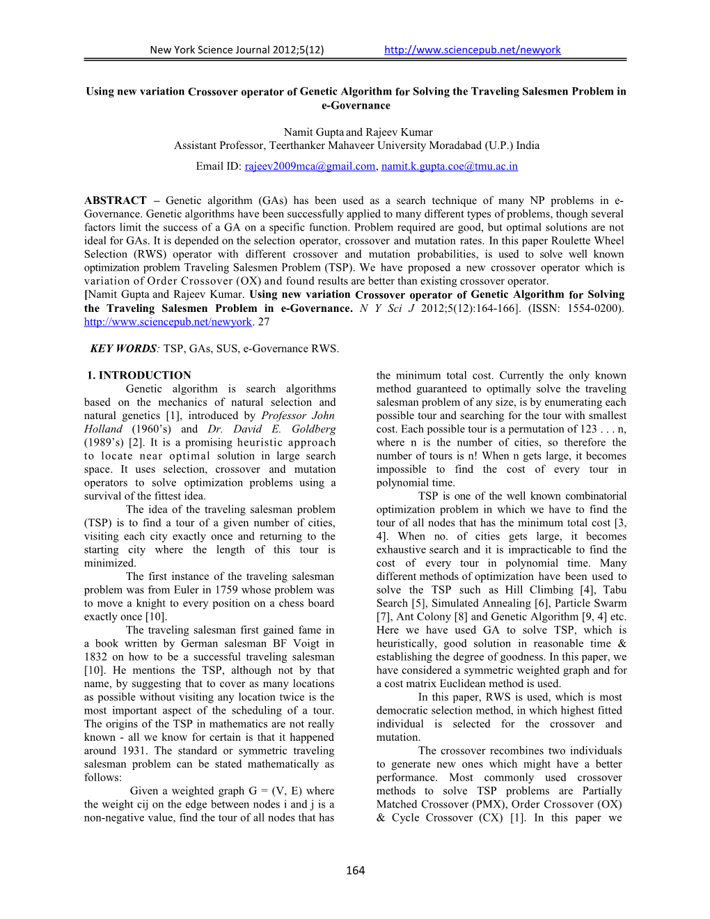 Using New Variationcrossover Operator of Geneticalgorithm Forsolving the Travelingsalesmen