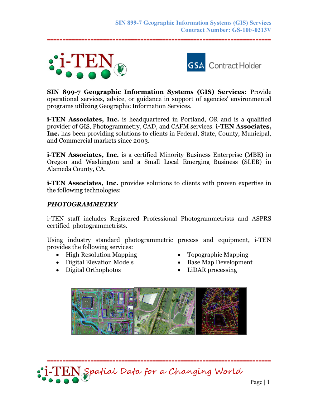 SIN 899-7 Geographic Information Systems (GIS) Services