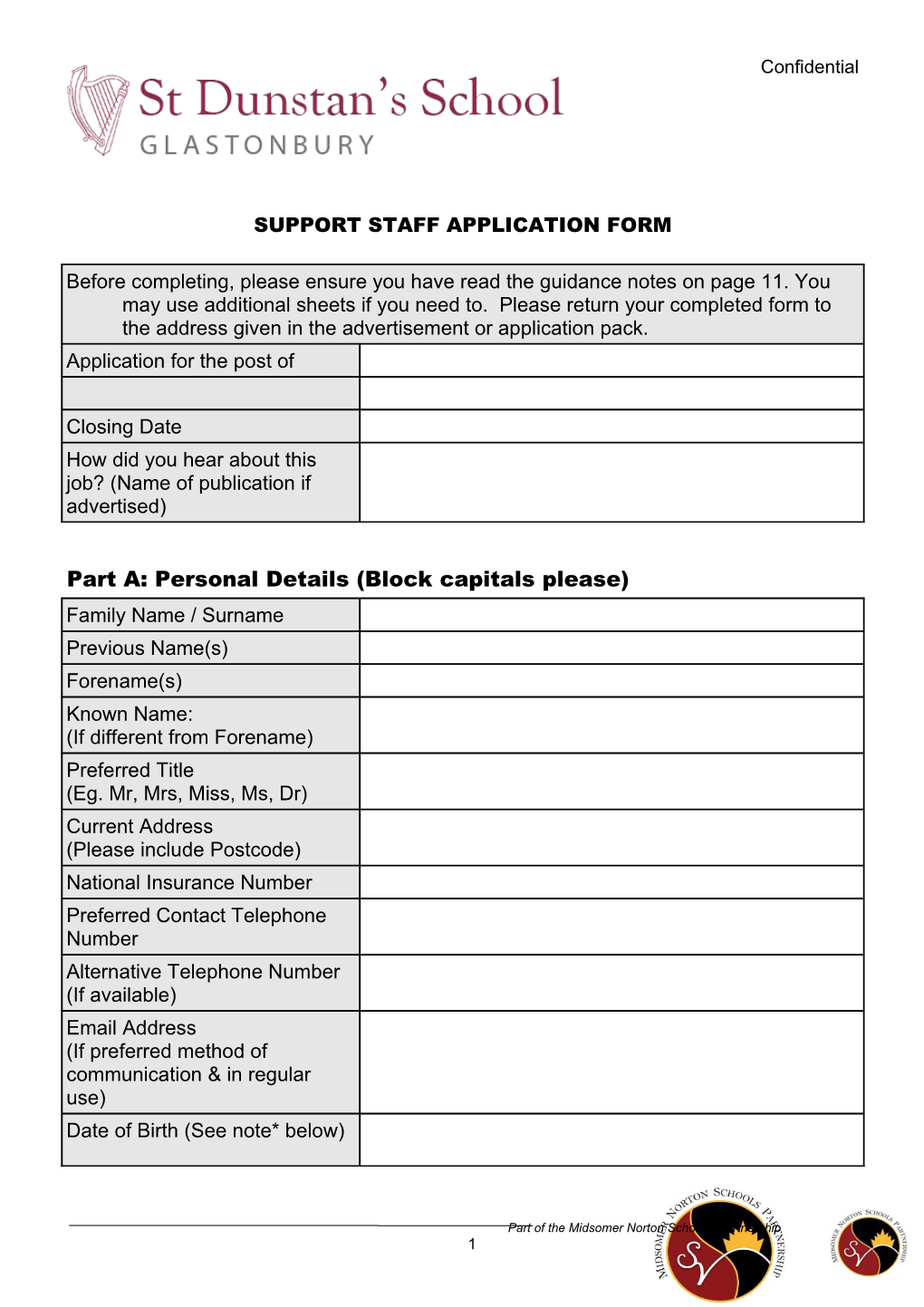 Support Staff Application Form s2