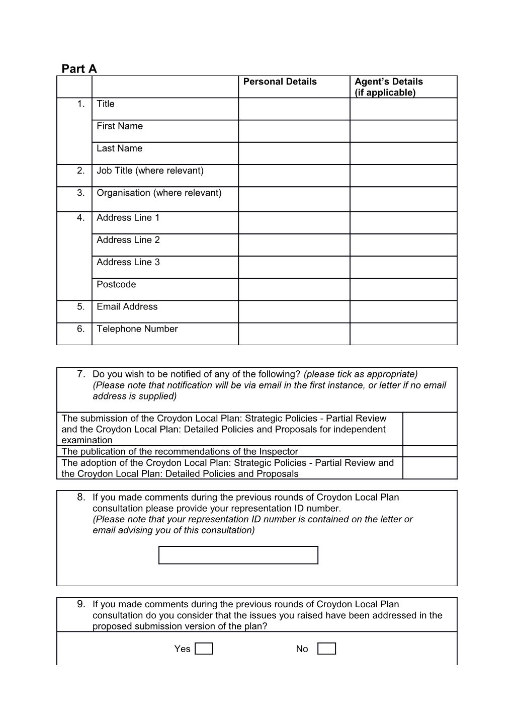 Please Refer to the Representation Form Guidance Note When Completing This Form