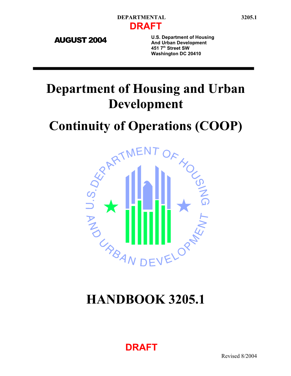 Hud Continunity Of Operations (Coop) Handbook 3205