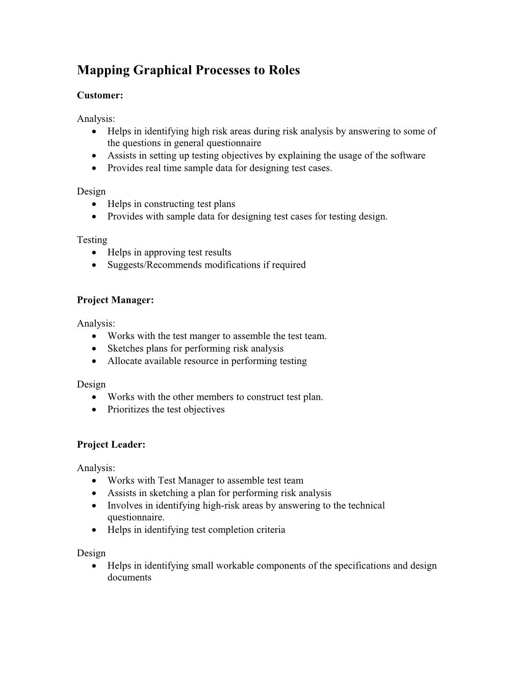 Mapping Roles to Process