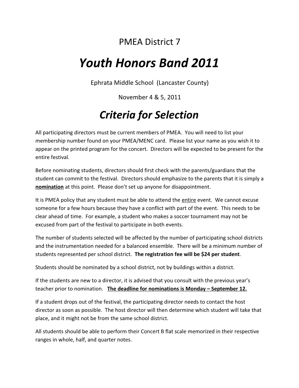 Youth Honors Band 2011