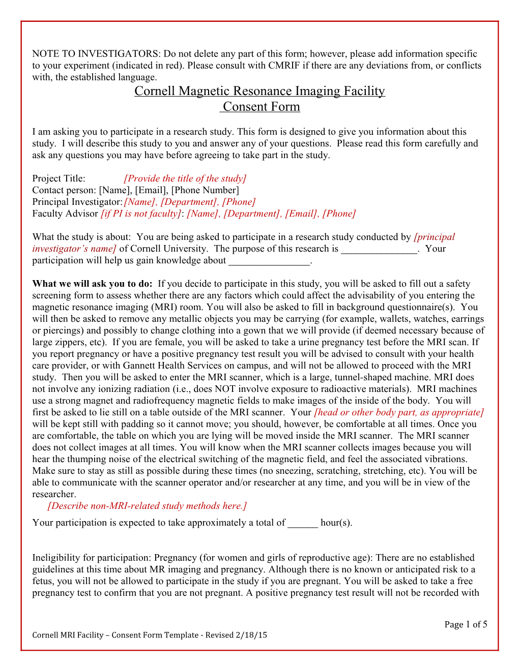 Cornell Magnetic Resonance Imaging Facility