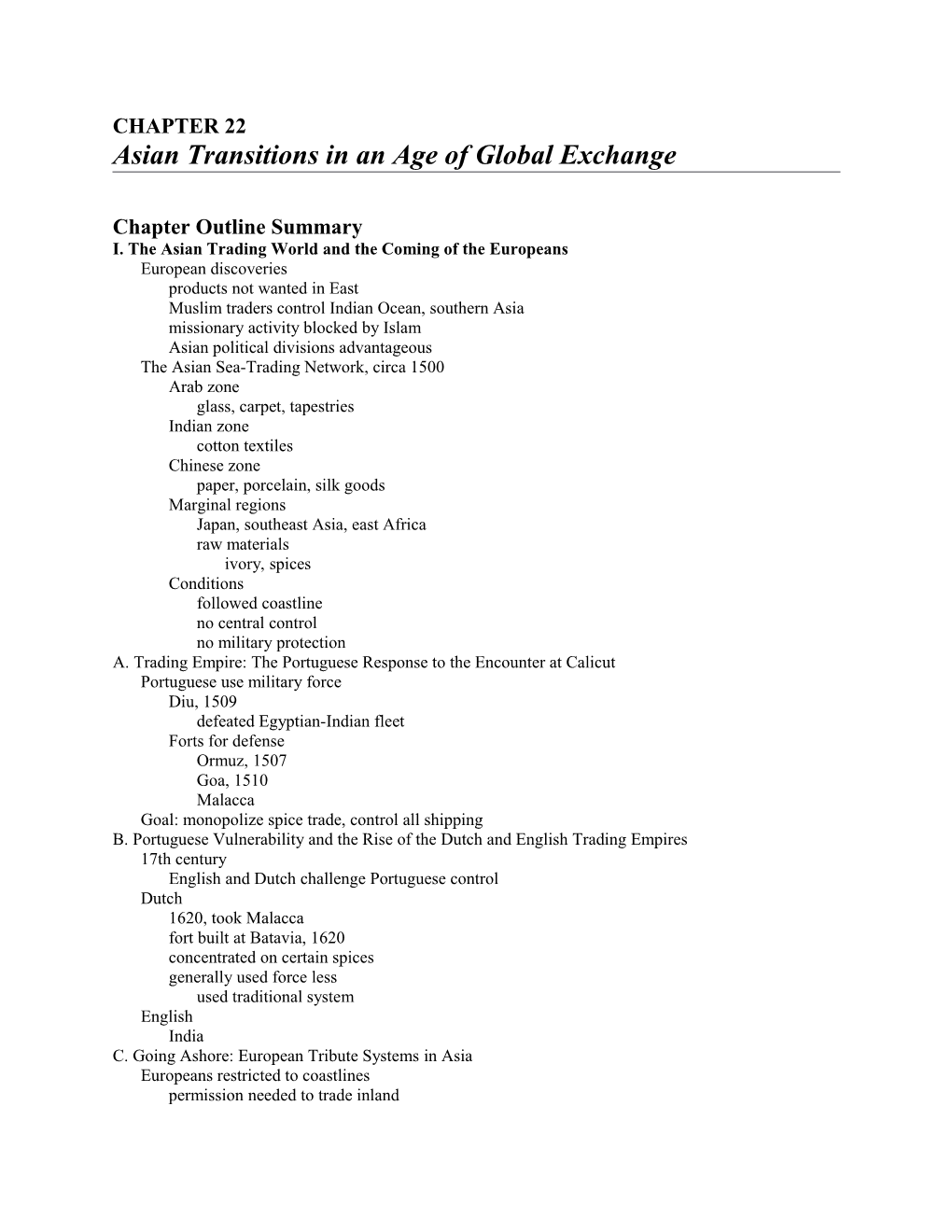 Asian Transitions in an Age of Global Exchange