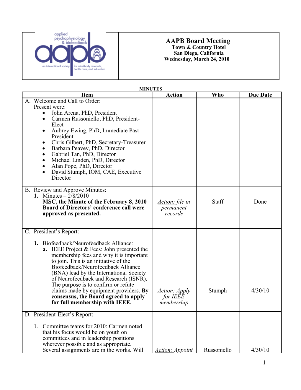 AAPB Board Meeting Agenda